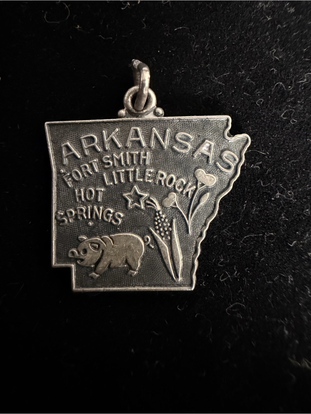 925 Sterling silver vintage ARKANSAS PENDANT CHARM